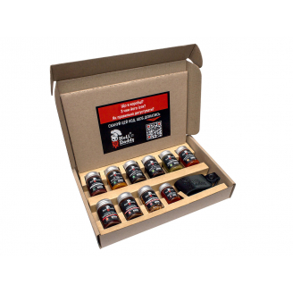 Сет Українські гострощі, з 10 одиниць + шкіряний дармовис. Лімітована серія в міні пляшечках